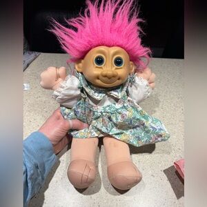Vintage 12" Russ Girl Troll Doll Plush with Flowered Dress
